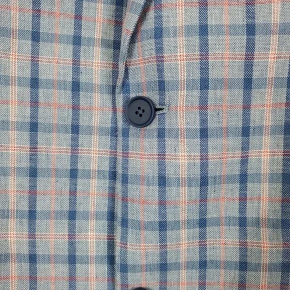 ✨Tommy Hilfiger Conrad Blue Plaid Two Button Notch Lapel Tailored Sport Coat 44 - Picture 4 of 7